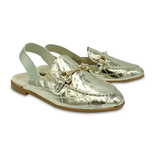 Brunellis gold metallic quilted slingback 75-2 - girls