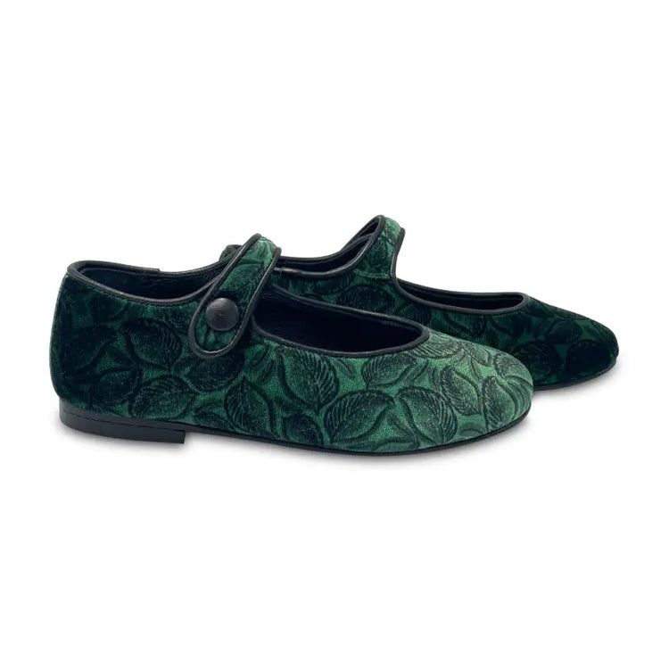 Brunellis green velvet leaves mary jane - mary jane