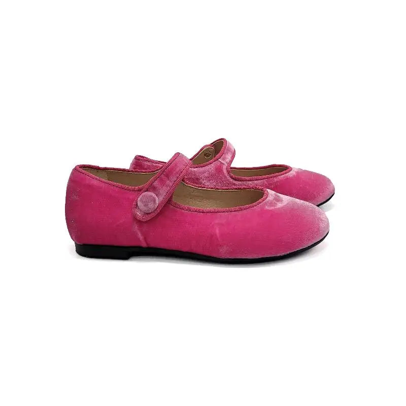 Brunellis Hot Pink Carmin Velvet Mary Jane S-21 - 22 - GIRLS