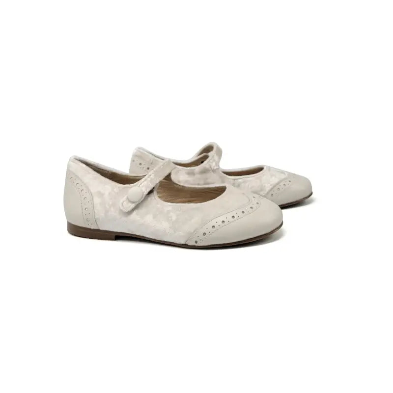Brunellis ivory velvet wingtip mary jane s-24 - wingtip mary jane