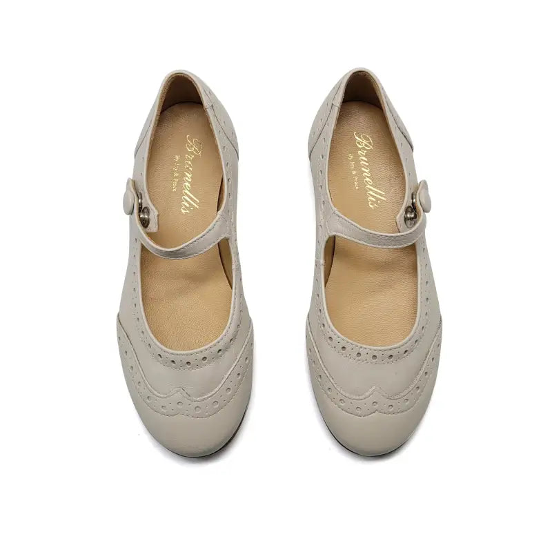 Brunellis light beige wingtip mary jane s24 - wingtip mary jane