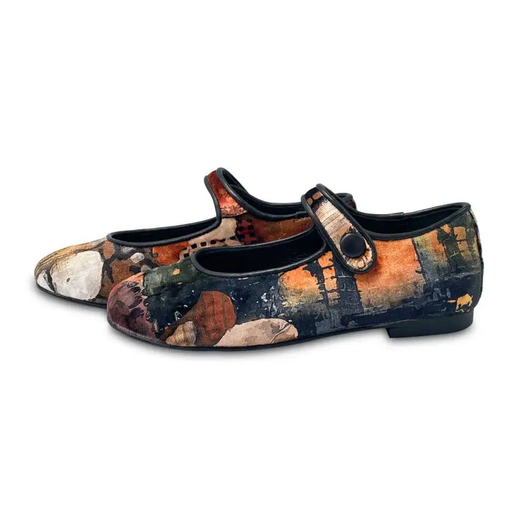 Brunellis malevich mixed print velvet mary jane s-21 - mary jane