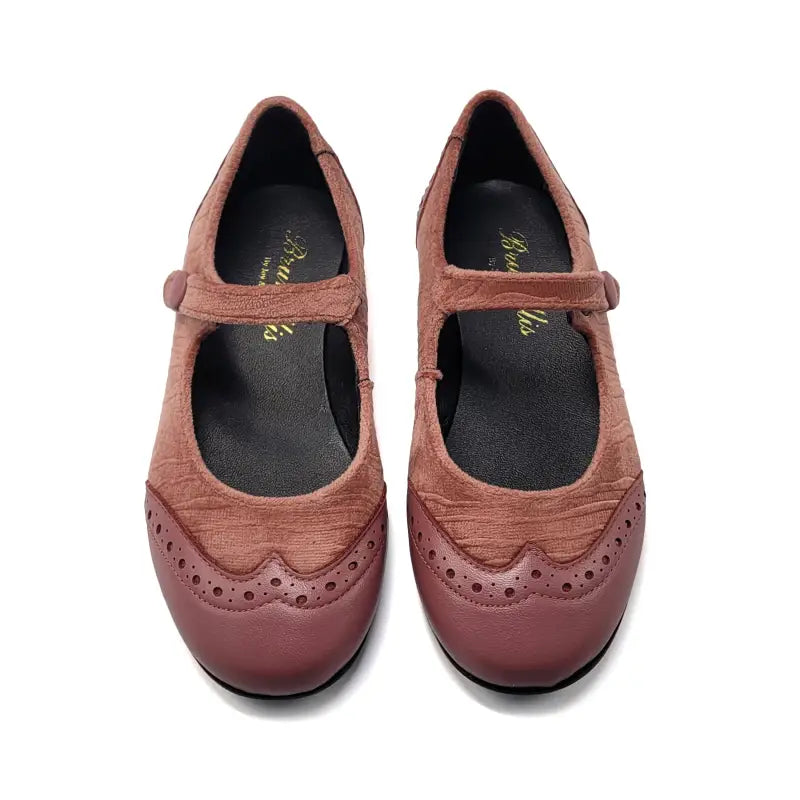 Brunellis mauve velvet wingtip mary jane s-24 - wingtip mary jane