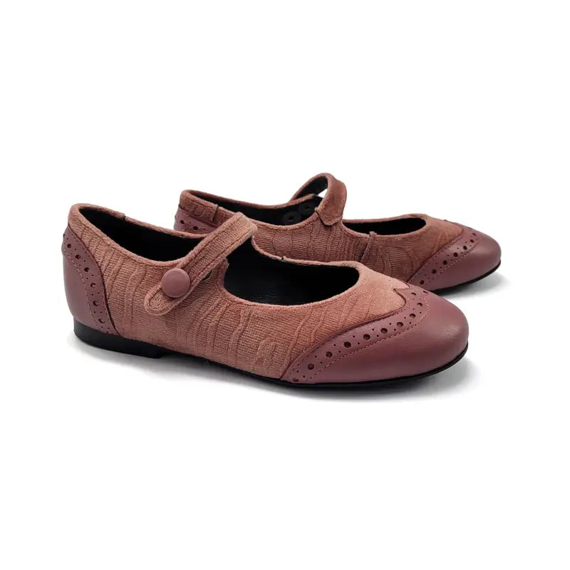 Brunellis mauve velvet wingtip mary jane s-24 - wingtip mary jane