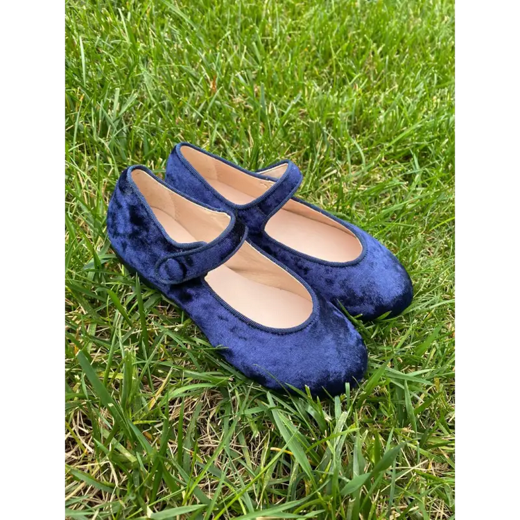 Brunellis Navy Shimmer Velvet Mary Jane S-21 - 22 - GIRLS