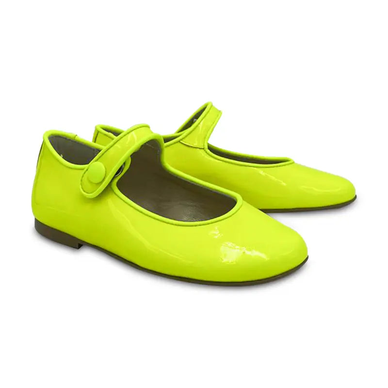 Brunellis Neon Yellow Patent Leather Mary Jane Shoes