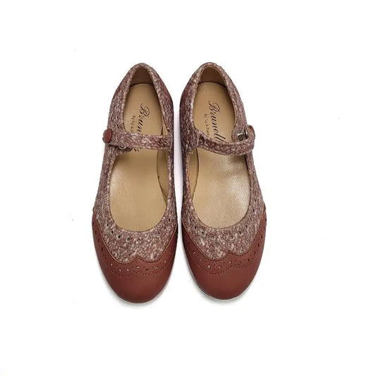 BRUNELLIS Pink Stone Wingtip Mary Jane S24 - GIRLS