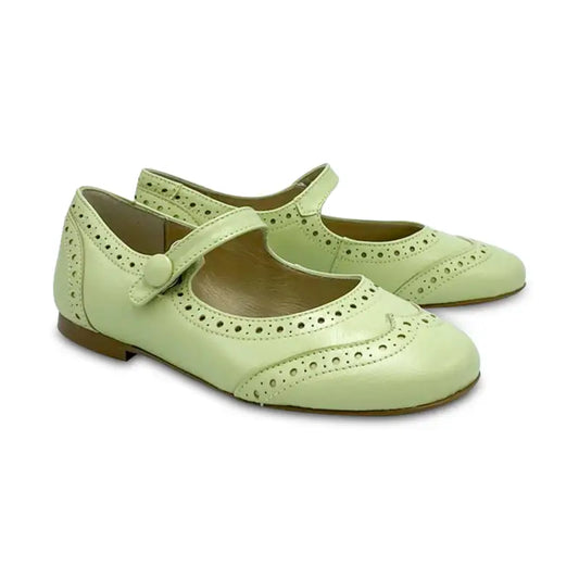 Brunellis pistachio mint green wingtip mary jane s-23 - girls