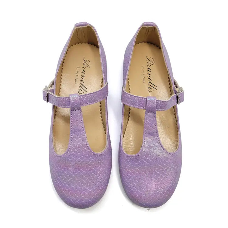 Brunellis purple iridescent t-strap mary jane j143