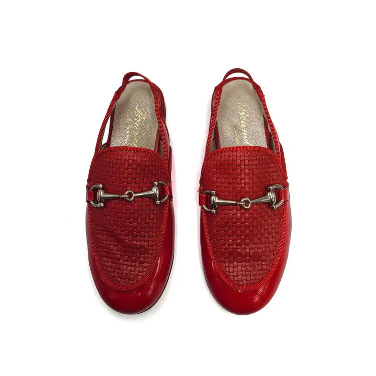 Brunellis red patent basket chain slingback 409 - girls