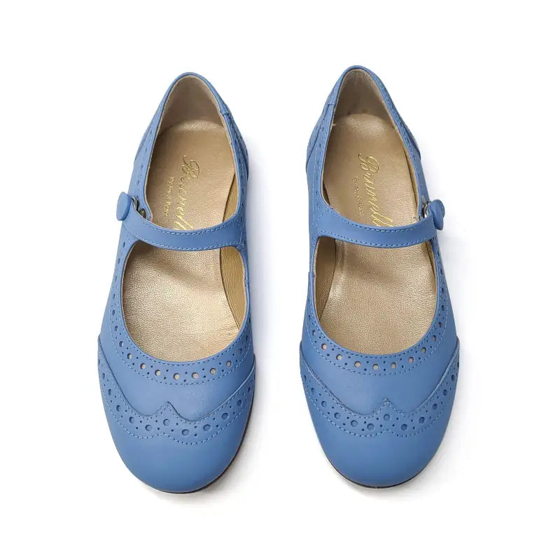 Brunellis steel blue wingtip mary jane s24 - wingtip mary jane