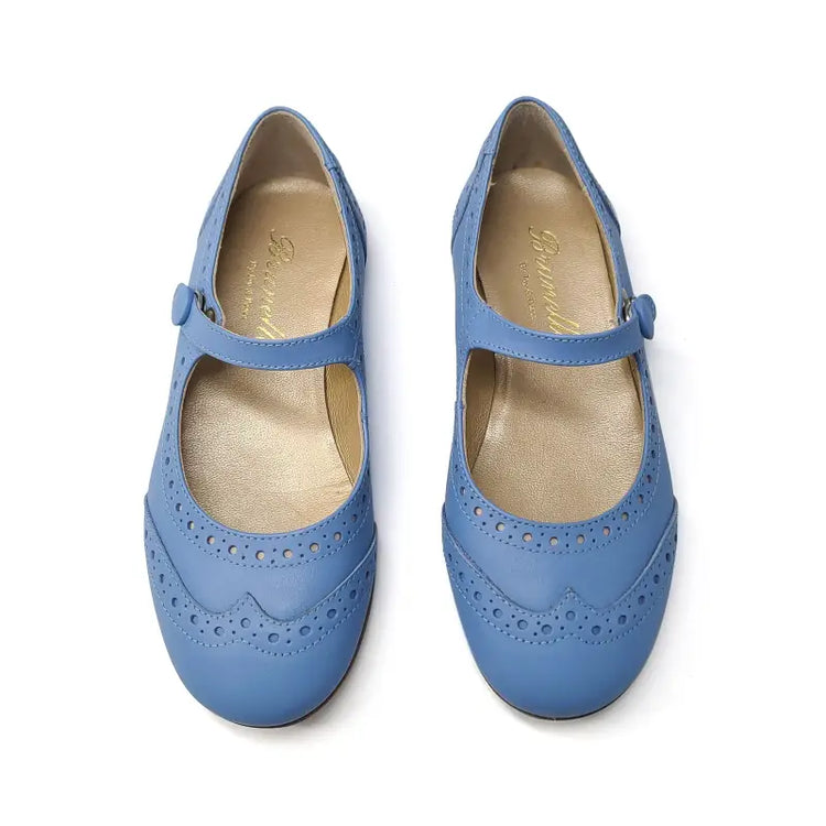 Brunellis steel blue wingtip mary jane s24 - wingtip mary jane