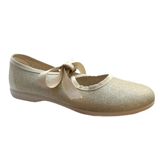 Childrenchic gold lace bow slip on shoe 112747 - mary jane