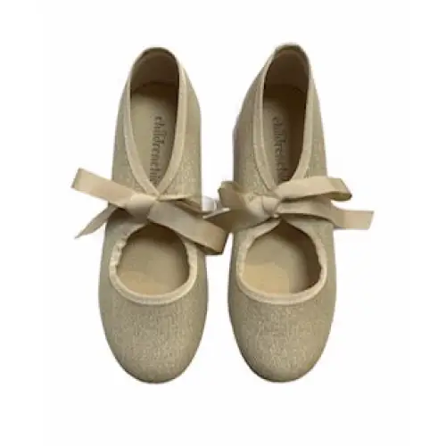 Childrenchic gold lace bow slip on shoe 112747 - mary jane