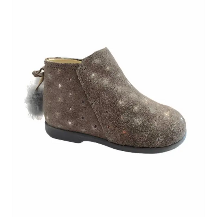 Confetti Grey Suede Silver Side Zip Bootie 730 - 18 - BABY GIRL