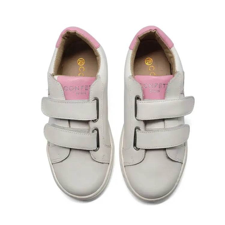 Confetti Rainbow Foil Pink and Silver Velcro Sneaker - GIRLS