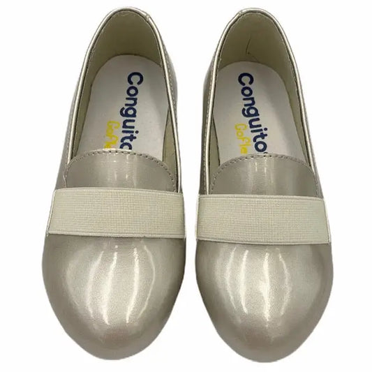 Conguitos pearl white slip on loafer 24094 - girls
