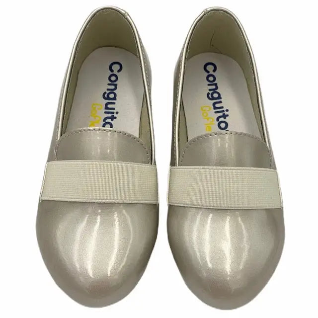 Conguitos pearl white slip on loafer 24094 - girls