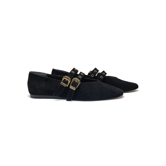 Dolce Vita Bayle Onyx Black Suede Perforated Double Strap Mary Jane