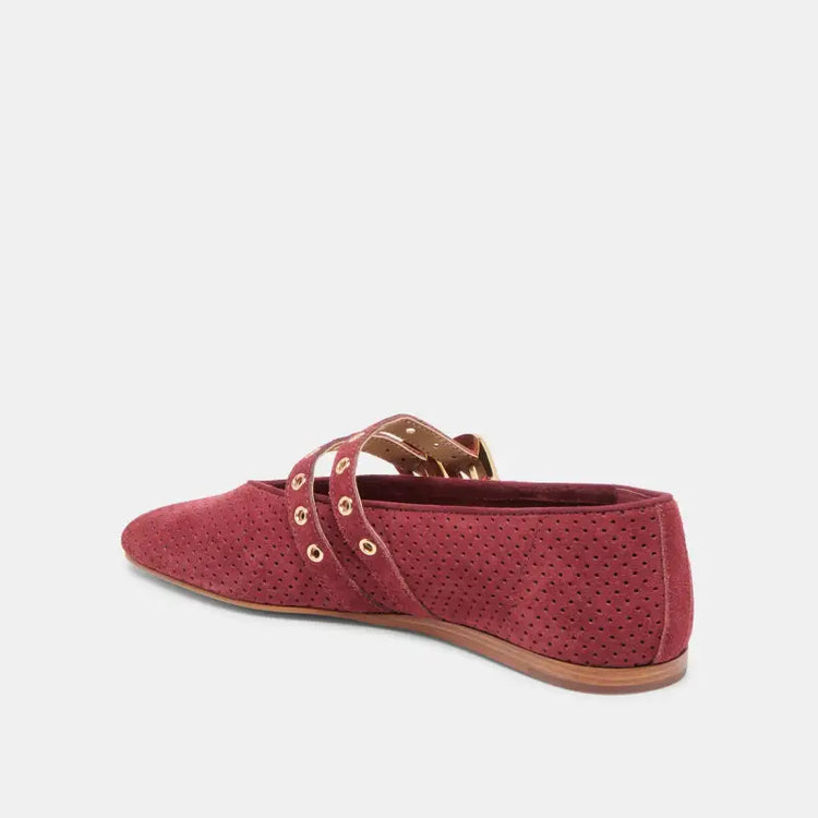 Dolce vita baylee oxblood perforated suede double strap mary jane teen mary jane
