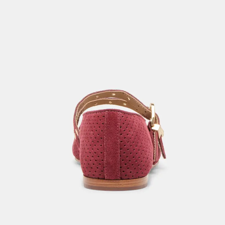 Dolce vita baylee oxblood perforated suede double strap mary jane teen mary jane