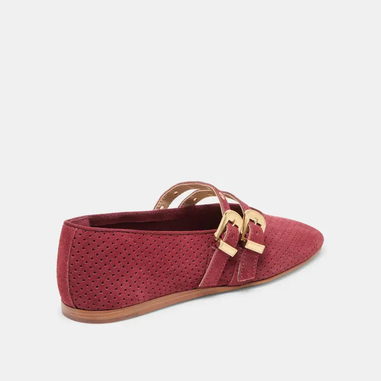 Dolce vita baylee oxblood perforated suede double strap mary jane teen mary jane