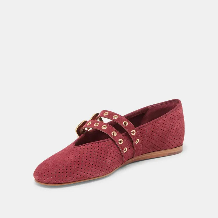 Dolce vita baylee oxblood perforated suede double strap mary jane teen mary jane