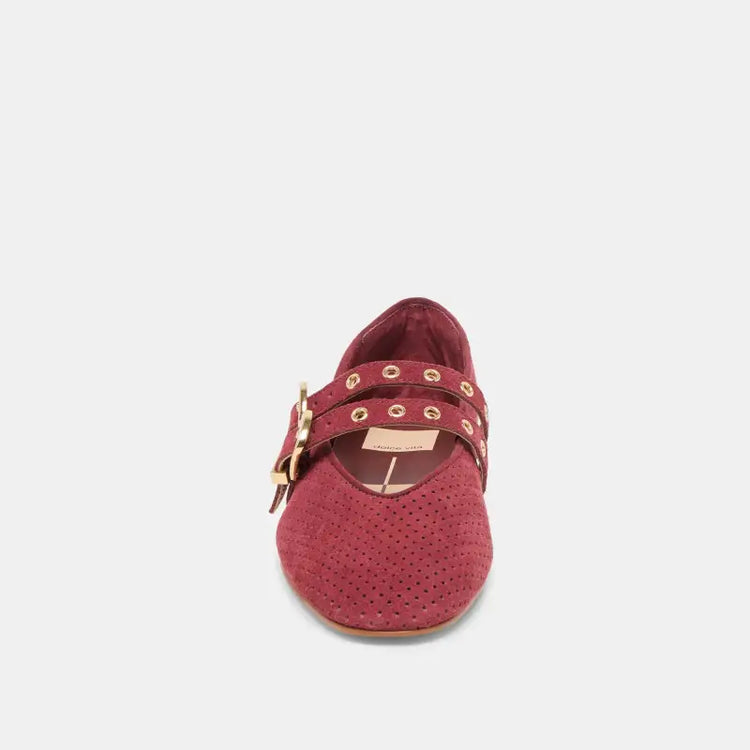 Dolce vita baylee oxblood perforated suede double strap mary jane teen mary jane