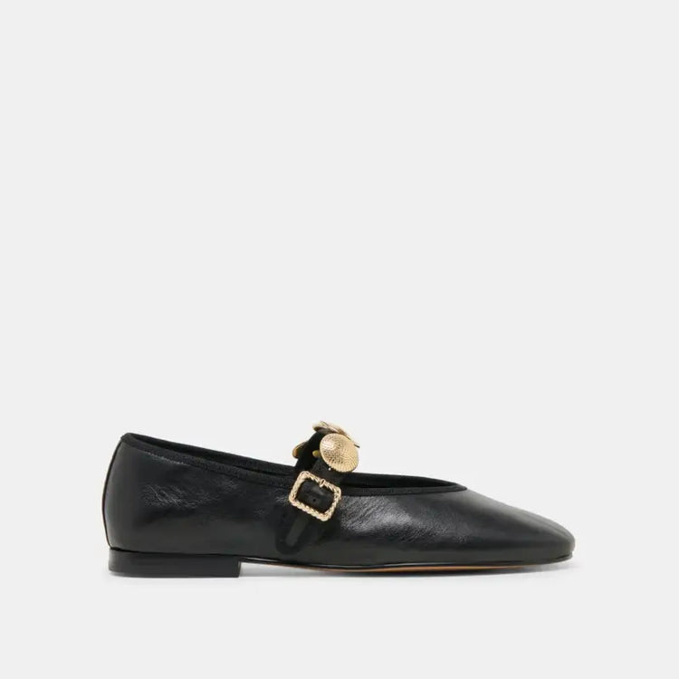 Dolce Vita Relan Black Leather Gold Ornaments Mary Jane