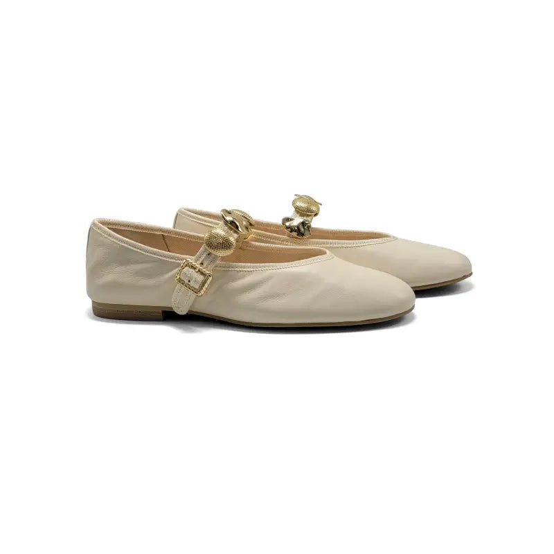 white and gold dress shoes Dolce Vita Women's Relan Embellished Mary Jane Flats - White - Ballerinas