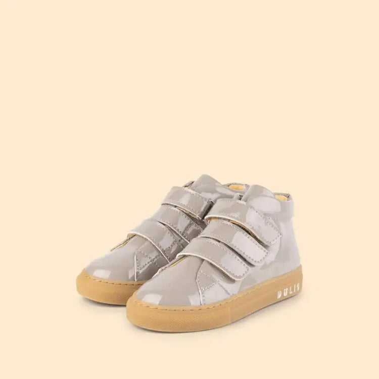 Dulis beige patent velcro high top sneaker 0450b - girls
