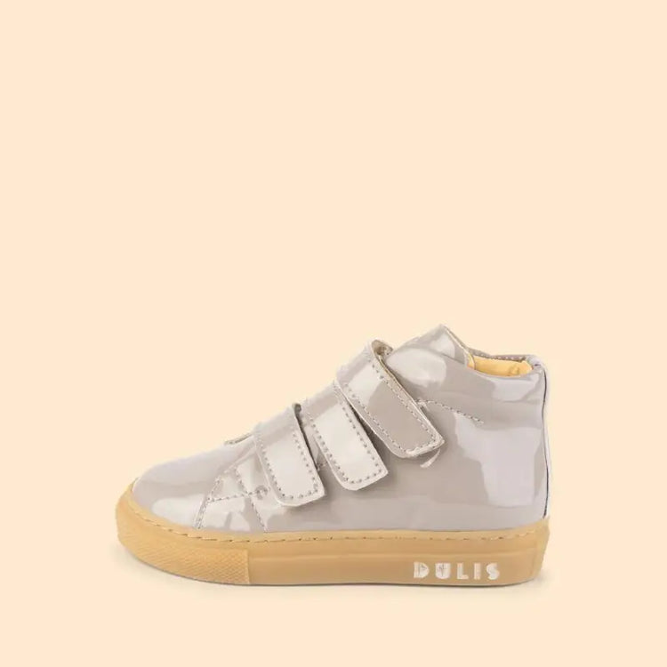Dulis beige patent velcro high top sneaker 0450b - girls