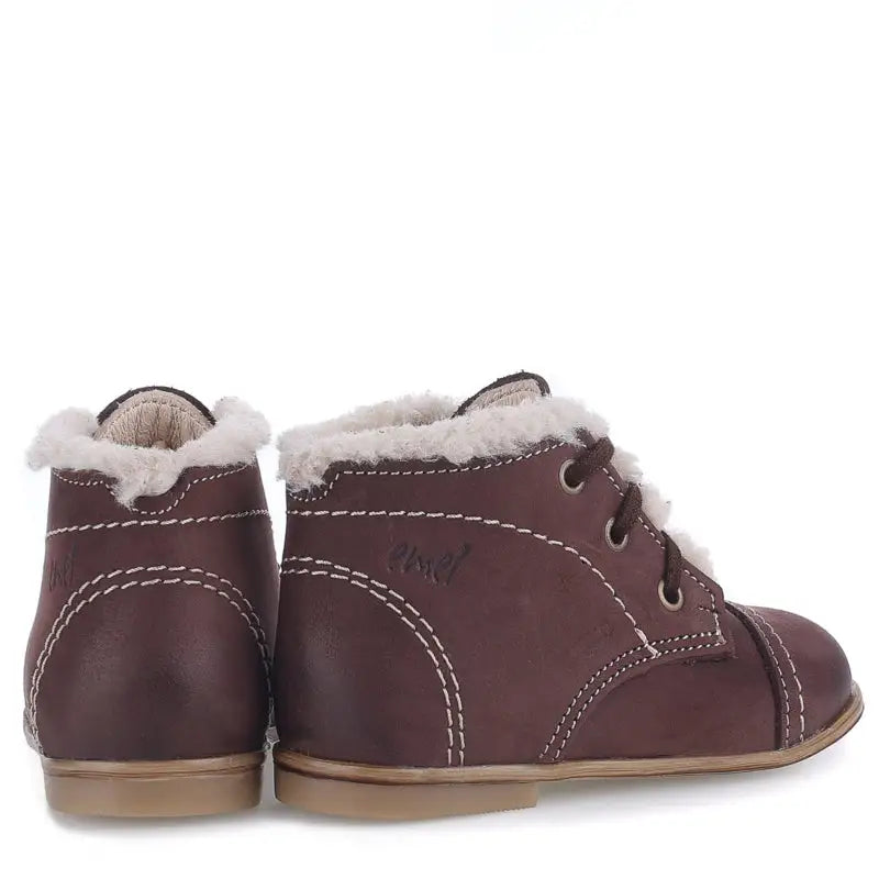 Emel Brown Nubuck Fur Toddler Bootie 2438 - FIRST WALKER