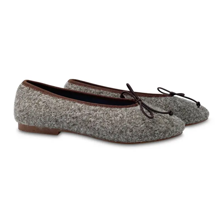Esporre mel brown grey shearling ballet slip on - ladies