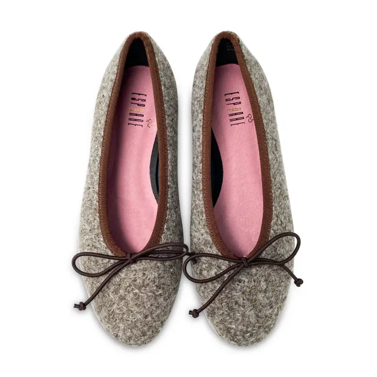 Esporre mel brown grey shearling ballet slip on - ladies