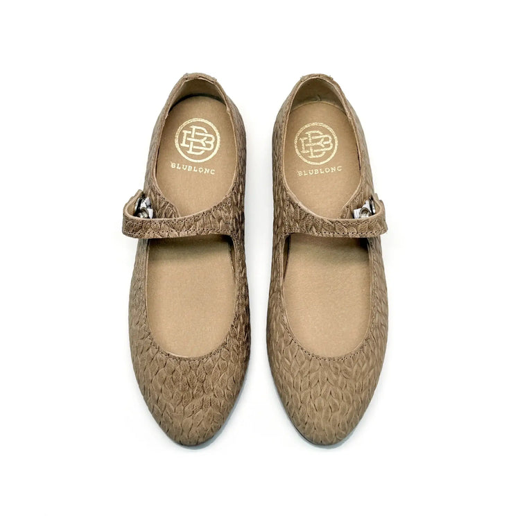 Blublonc calsy taupe mary jane leather shoes fast shipping