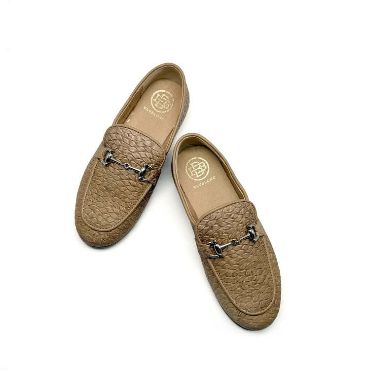 Blublonc leif taupe woven chain loafer fast shipping