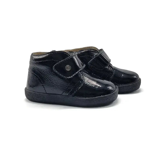 Falcotto conte black patent velcro sneaker - baby