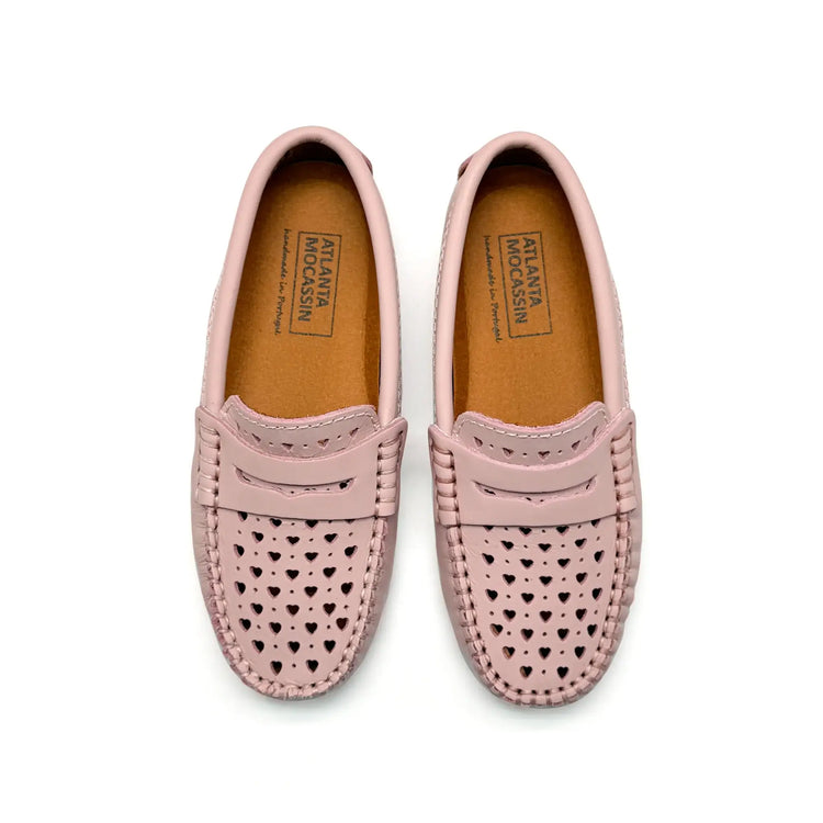 Pink heart penny loafer mocassin flats fast shipping