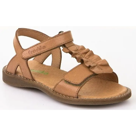 Froddo tan cognac t-bar ruffle open toe sandal 3150118 - girls