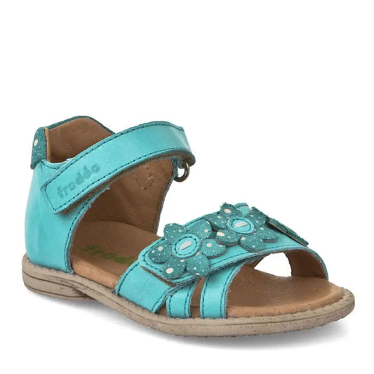 Froddo turquoise flower leather velcro sandal 2150082 - girls