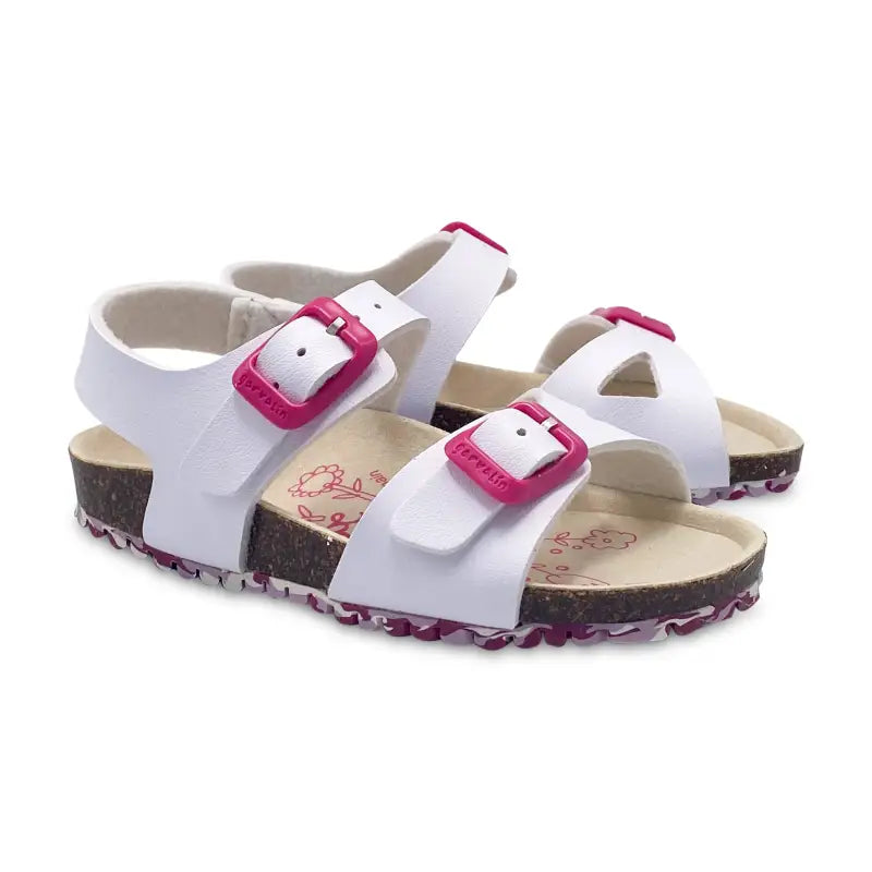 Garvalin white pink buckle sandal 202663 - girls