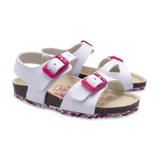 Garvalin white pink buckle sandal 202663 - girls