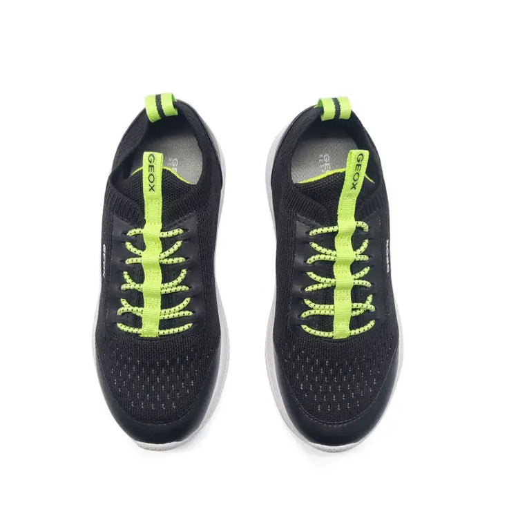 Geox black & green mesh sock sneaker j25gba - boys