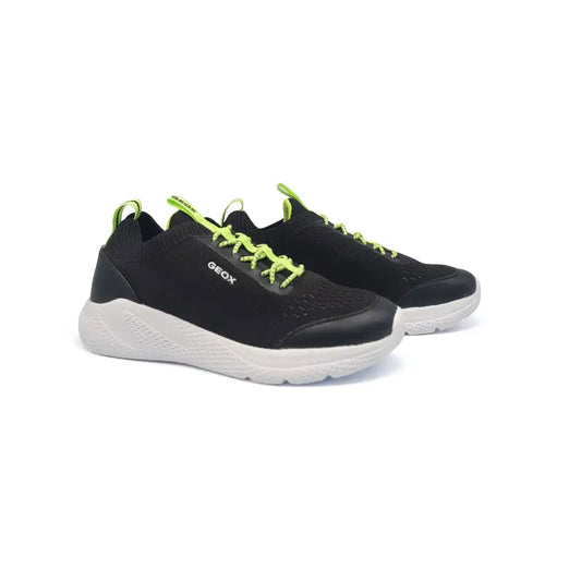 Geox black & green mesh sock sneaker j25gba - boys