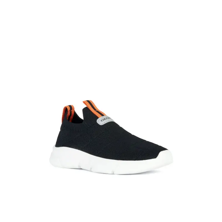 Geox black & orange mesh sock sneaker - boys