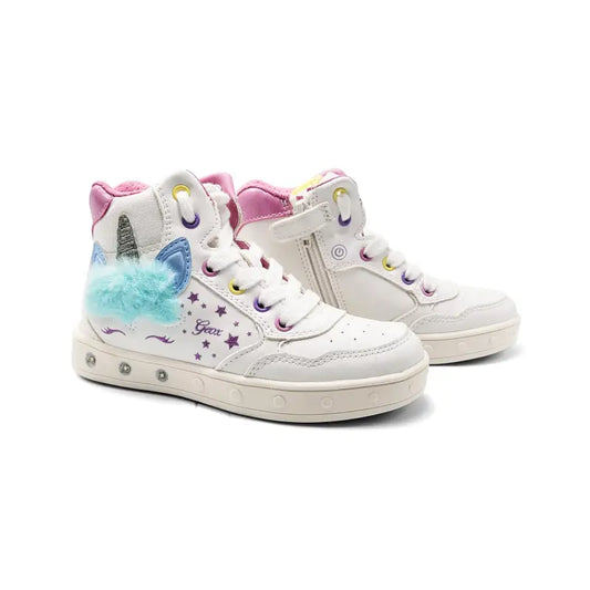 Geox white multicolor light up high top sneaker j368 - girls