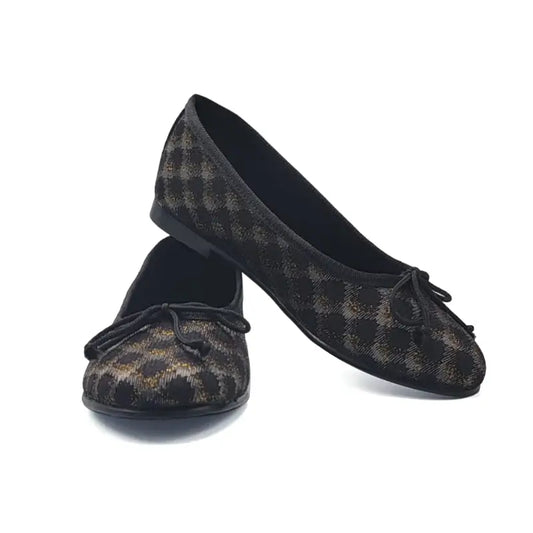 Geppettos abby black gold lattice ballet flat - girls
