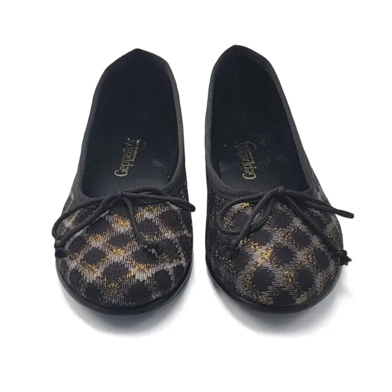 Geppettos abby black gold lattice ballet flat - girls