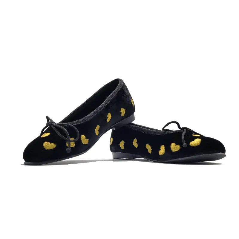 Geppettos abby gold heart balllet flat - girls